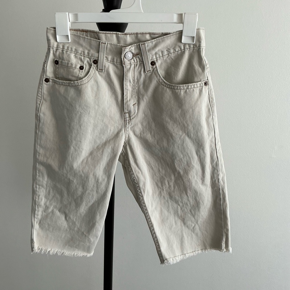 Levi’s Red Tab Ecru Cutoff Jorts Jr Size 3 Distressed Hem Vintage